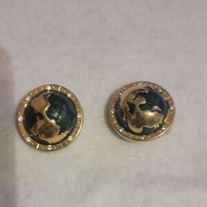 K.J.L. Kenneth J Lane Globe Clip On Earings -1980's World Peace Collection